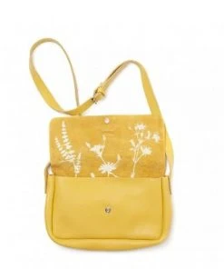 Keecie Picking Flower - Mittelgroße Ledertasche Gelb
