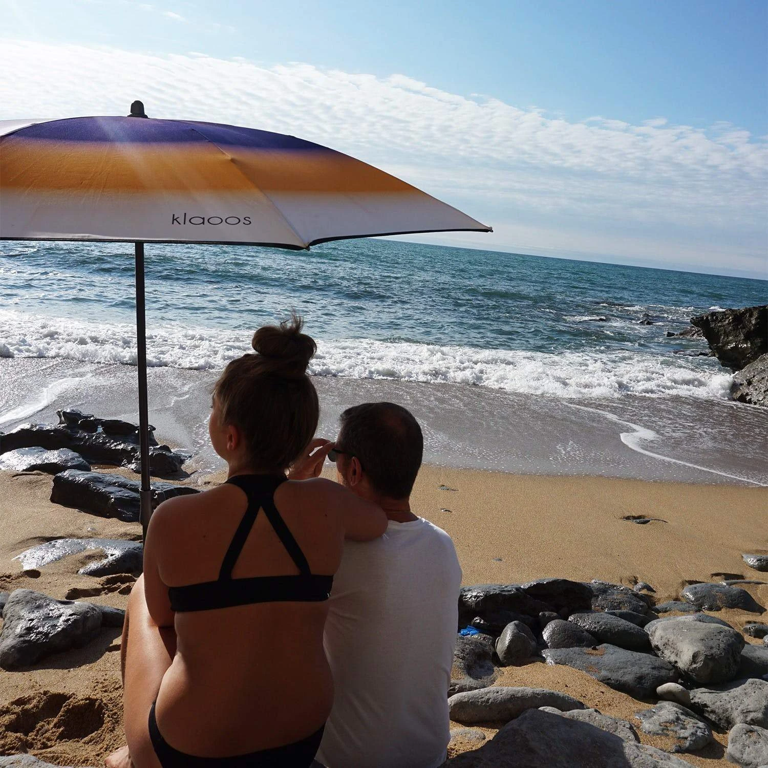 Klaoos Strand- Sonnenschirm - PSYCHÉ Blau Gelb Balkon & Terasse Klaoos Strand- Sonnenschirm - PSYCHÉ Blau Gelb Balkon & Terasse