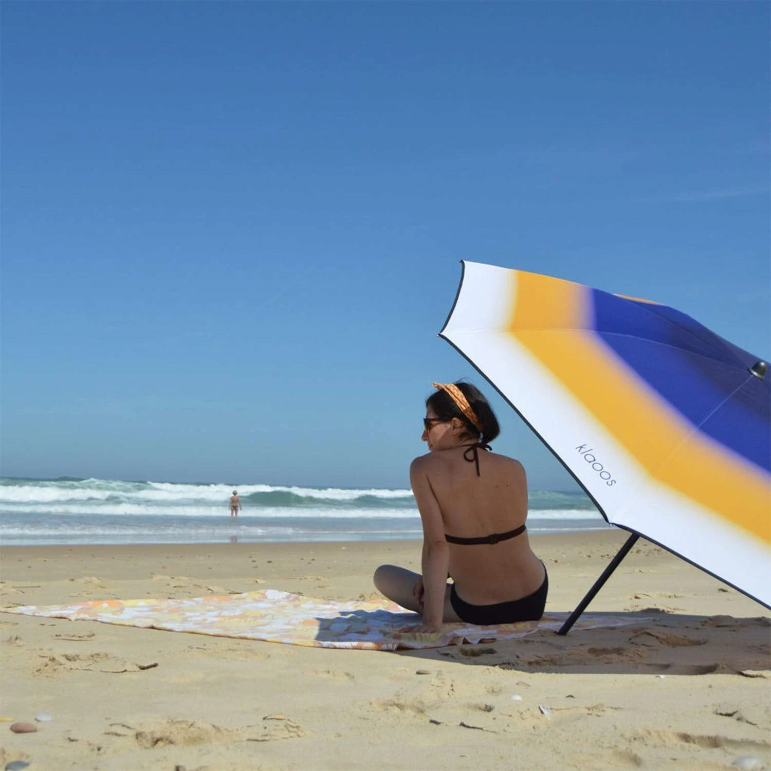 Klaoos Strand- Sonnenschirm - PSYCHÉ Blau Gelb Balkon & Terasse Klaoos Strand- Sonnenschirm - PSYCHÉ Blau Gelb Balkon & Terasse