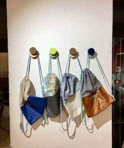 Krambeutel * Matchsack Leder / Baumwolle Blau Beige Taschen