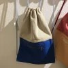 Krambeutel * Matchsack Leder / Baumwolle Blau Beige Taschen