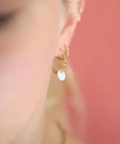 Les Tissages De Camille Filigrane Mini Creolen Mit Perlmuttscheibe Schmuck