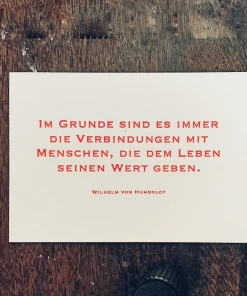 Letternpresse Grußkarte "Beziehungen" - Zitat Von Humboldt - Letterpress Glückwunschkarte Glückwunsch Und Grußkarten