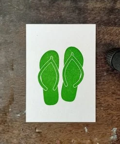 Letternpresse Glückwunsch Und Grußkarten Sommer FlipFlops - Letterpress Grußkarte