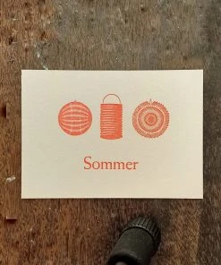Letternpresse Sommer Lampions - Letterpress Grußkarte