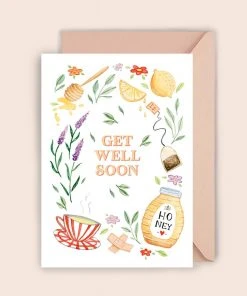 Luvter Paper Grußkarte Gute Besserung Mit Honig, Tee Und Zitrone