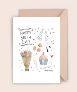 Luvter Paper Geburtstagskarte Mit Cupcakes, Sekt Und Martini