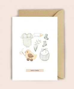 Luvter Paper Glückwunschkarte Zur Geburt Mit Body, Nachziehtier, Lätzchen Und Mehr
