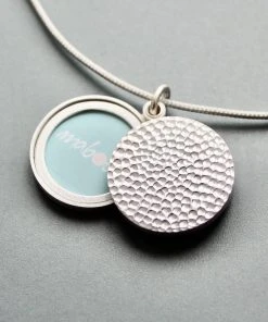 Schmuck Medaillon Gehämmert Aus Silber Von Mabotte Für 2 Fotos - 22mm