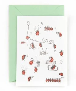 Studio Flash Letterpress Grußkarte Marienkäfer - Party Glückwunsch Und Grußkarten