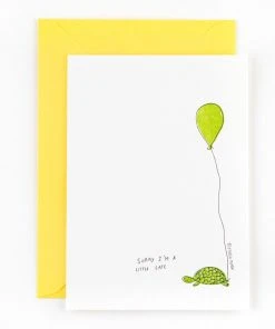 Studio Flash Letterpress Sorry I'm A Little Late - Grußkarte Mit Schildkröte Bei Verspätung Glückwunsch Und Grußkarten