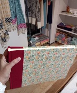 Nauli Fotoalbum XL Sommerblumen Petrol Mit Rotem Leinenrücken Fotoalben & Leporellos