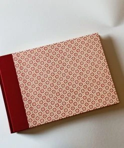 Nauli Fotoalbum XL Stempelblumen Rot Orange Mit Rotem Leinenrücken Fotoalben & Leporellos