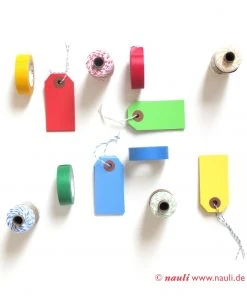 Nauli Geschenkanhänger Bauklötze Rot Grün Blau Gelb Geschenkverpackungen