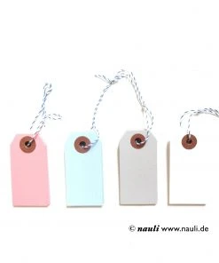 Nauli Geschenkverpackungen Geschenkanhänger Pastellfarben Rosa, Hellblau, Hellgrau, Weiß