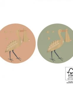 Nauli 2 Geschenksticker Storch Zur Geburt Geschenkverpackungen