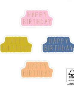 Nauli 4 Geschenksticker Happy Birthday Geschenkverpackungen