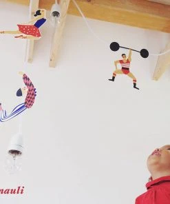 Nauli Für's Kinderzimmer Kabelartisten - Clown, Starker Mann Und Hochseilartistin - Für Vorhandene Lampenkabel