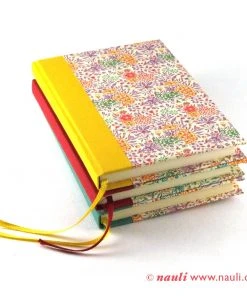 Nauli Blankobücher Kleines Notizbuch DIN A6 Sommerblumen Rosa Gelb