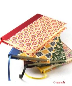 Nauli Kleines Notizbuch DIN A6 Stempelblumen Rot Orange Blankobücher