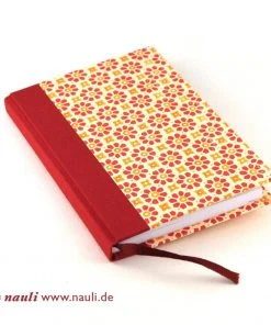 Nauli SALE Kleiner Wochenkalender Stempelblumen Rot Orange