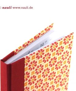 Nauli SALE Kleiner Wochenkalender Stempelblumen Rot Orange