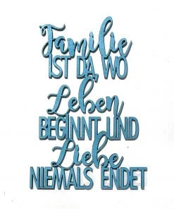 NoGallery Wanddekoration Familie Ist Da Wo Leben Beginnt Und Liebe Niemals Endet - Schriftzug Aus Holz