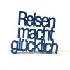 NoGallery Wanddekoration Reisen Macht Glücklich - Jeansblauer 3D Schriftzug Aus Holz