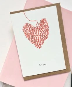 Pink Cloud Studio Glückwunsch Und Grußkarten Love You - Gestricktes Herz - Grußkarte