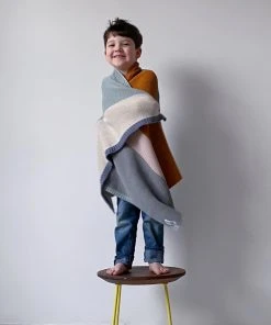 Sophie Home Babydecke Aus Baumwolle Grau, Blau, Ocker Kinder