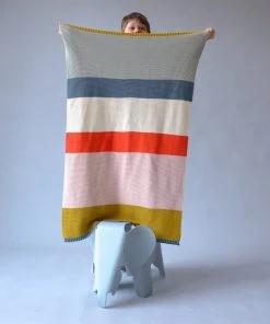 Sophie Home Kinder Babydecke Aus Baumwolle Rot, Grau, Senf