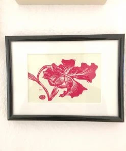 Sri Maryanto Orchidee Rot - Linoldruck Im Rahmen