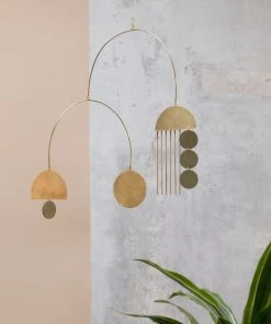 Stéphanie Barbie Kinetisches Mobile Messing Mit Olivgrün