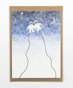 Studio Flash Letterpress Glückwunsch Und Grußkarten Astronaut Liebe - Grußkarte