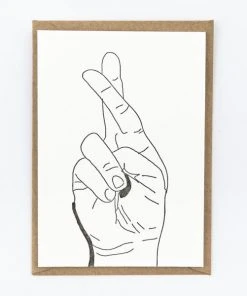 Studio Flash Letterpress Fingers Crossed - Grußkarte Mit Einer Riesigen Portion Glück Glückwunsch Und Grußkarten