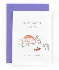Studio Flash Letterpress Grußkarte - Super Heroes Have To Rest, Too