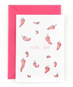 Studio Flash Letterpress Grußkarte - You're Hot! - Mit Chilli Glückwunsch Und Grußkarten