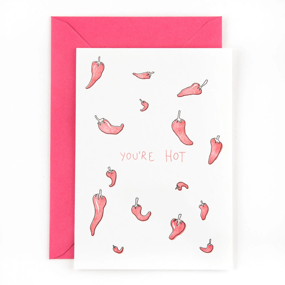 Studio Flash Letterpress Grußkarte - You're Hot! - Mit Chilli Glückwunsch Und Grußkarten 3 Studio Flash Letterpress Grußkarte - You're Hot! - Mit Chilli Glückwunsch Und Grußkarten