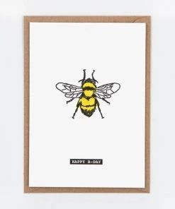 Studio Flash Letterpress Glückwunsch Und Grußkarten Happy Bee-Day! Geburtstagskarte Mit Biene - Glückwunschkarte