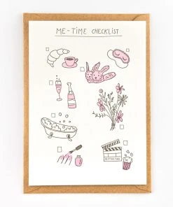 Studio Flash Letterpress Glückwunsch Und Grußkarten Me-Time-Checklist - Grußkarte Als Gutschein Oder Ideenbringer