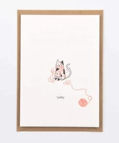 Studio Flash Letterpress Sorry - Niedliche Katze Hat Sich Verstrickt Glückwunsch Und Grußkarten